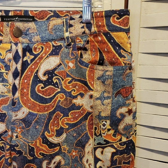 Colorful Paisley Women Jeans - Picture 2 of 7